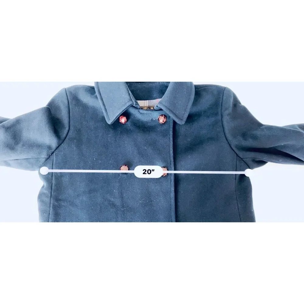 Vintage Eddie Bauer full-length double breasted blue wool coat. Size L.